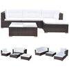 vidaXL Salon de jardin 5 pcs avec coussins r&eacute;sine tress&eacute;e marron