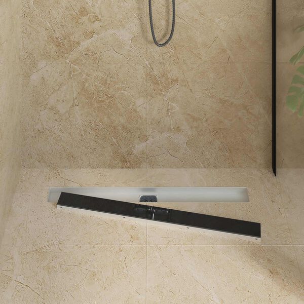 vidaXL Drain de douche avec couvercle en verre et siphon &agrave; 360&deg; 80 cm