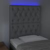 vidaXL T&ecirc;te de lit &agrave; LED Gris clair 80x7x118/128 cm Tissu
