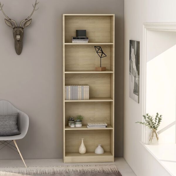 vidaXL Biblioth&egrave;que &agrave; 5 niveaux Ch&ecirc;ne sonoma Bois d&rsquo;ing&eacute;nierie