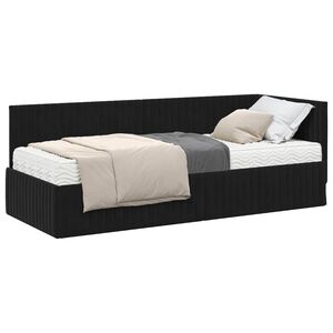 vidaXL Cadre de lit d'angle avec matelas 2 pcs Noir Velours