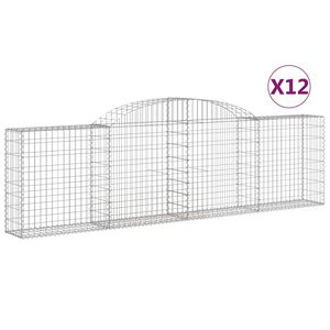 vidaXL Paniers &agrave; gabions arqu&eacute;s 12 pcs 300x30x80/100 cm fer galvanis&eacute;