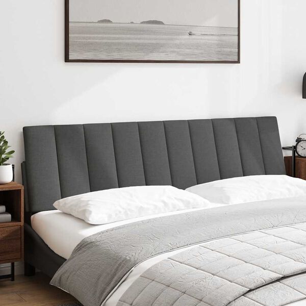 vidaXL Coussin de t&ecirc;te de lit Hanko gris fonc&eacute; 180 cm tissu
