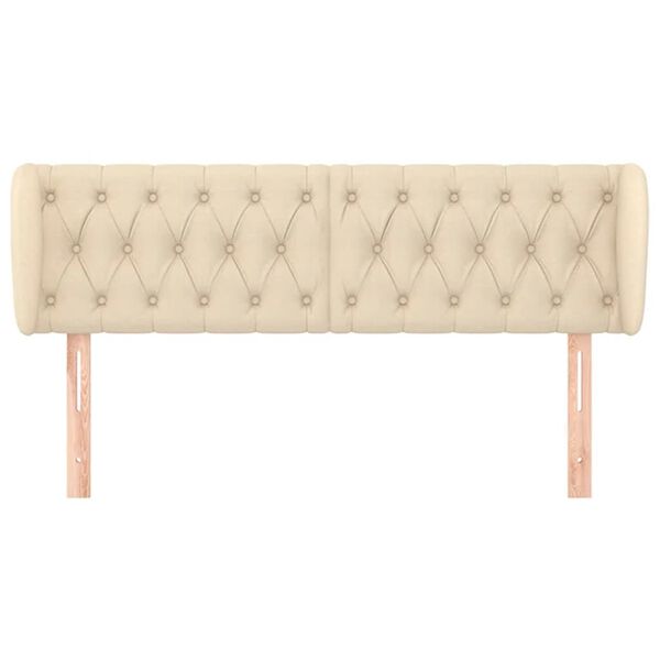 vidaXL T&ecirc;te de lit avec oreilles Cr&egrave;me 163x23x78/88 cm Tissu