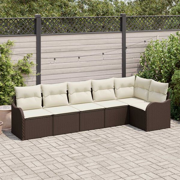 vidaXL Ensemble de canap&eacute; de jardin 6 pcs Marron polyrotin