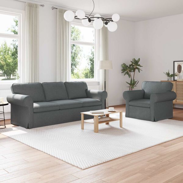 vidaXL Canap&eacute; 2 pcs Gris fonc&eacute;