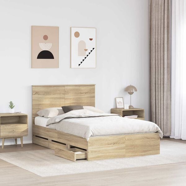 vidaXL Cadre de lit Ch&ecirc;ne Sonoma 120 x 200 cm Bois Ing&eacute;nierie