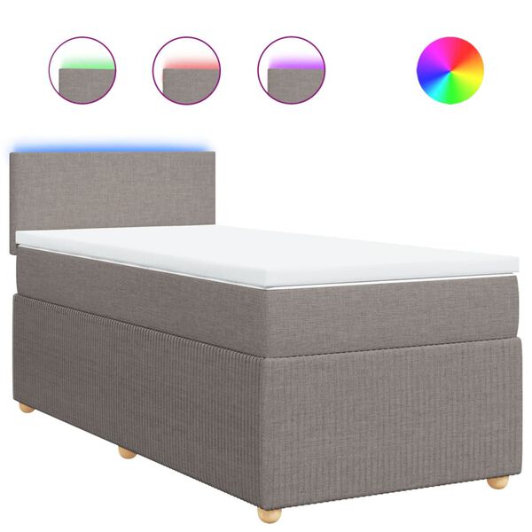 vidaXL Sommier &agrave; lattes de lit avec matelas Taupe 90x190 cm Tissu