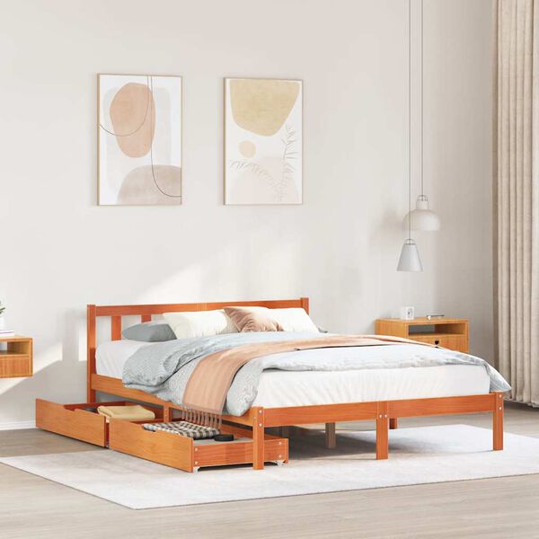 vidaXL Cadre de lit sans matelas cire marron 150x200cm bois pin massif