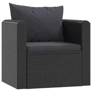 vidaXL Fauteuil avec coussins R&eacute;sine tress&eacute;e Noir