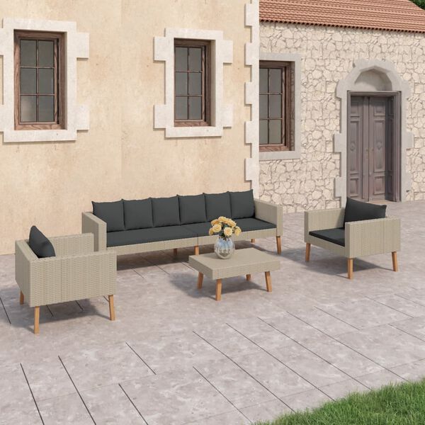 vidaXL Salon de jardin 4 pcs avec coussins R&eacute;sine tress&eacute;e Beige