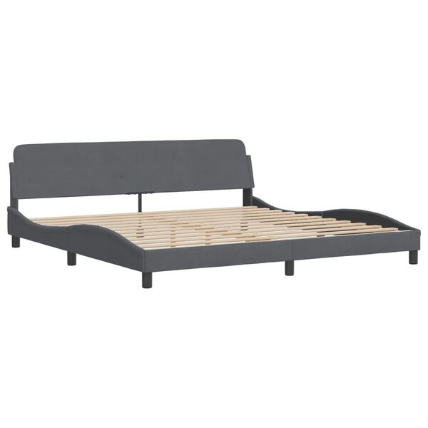 vidaXL Lit avec matelas Hanko gris fonc&eacute; 200x200 cm velours