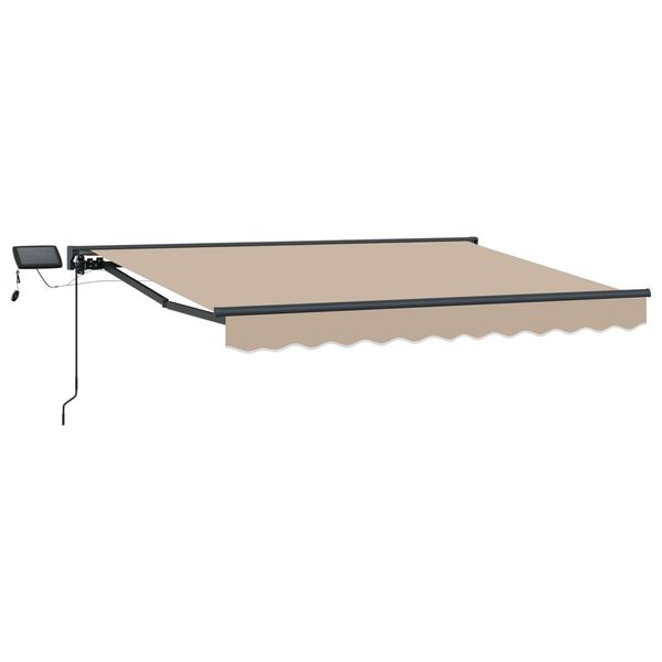 vidaXL Cadre de store manuel avec LEDs Beige 3,5 x 2,5 m