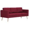 vidaXL Canap&eacute; &agrave; 3 places Tissu Rouge bordeaux