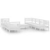 vidaXL Salon de jardin 9 pcs Blanc Bois de pin massif