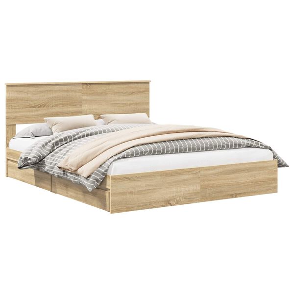 vidaXL Lit de Rangement Ch&ecirc;ne Sonoma 160 x 200 cm Bois d'ing&eacute;nierie