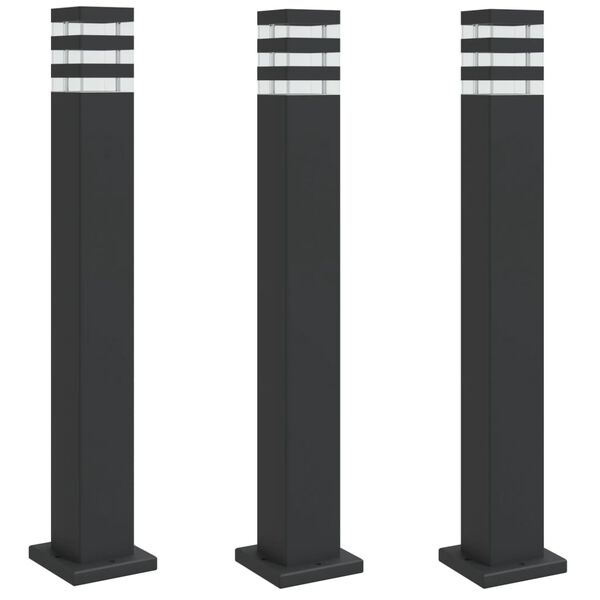 vidaXL Lampadaires d'ext&eacute;rieur 3 pcs noir 80 cm aluminium