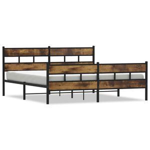 vidaXL Cadre de lit en m&eacute;tal sans matelas ch&ecirc;ne fum&eacute; 183x213 cm