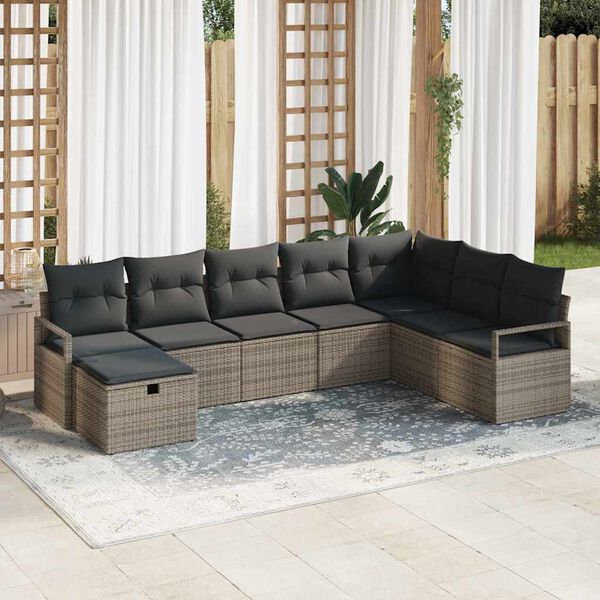vidaXL Ensemble de Canap&eacute;s avec coussin 8 pcs Gris polyrotin