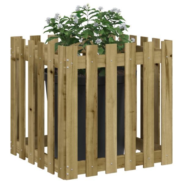vidaXL Jardini&egrave;re avec design de cl&ocirc;ture 60x60x60 cm pin impr&eacute;gn&eacute;
