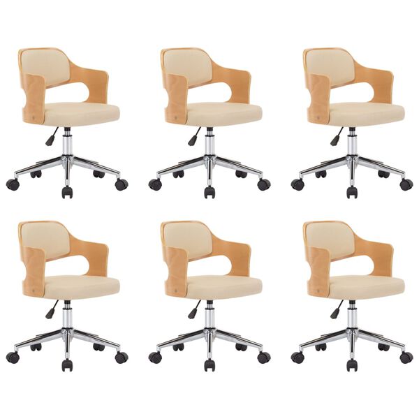 vidaXL Chaises pivotantes &agrave; manger lot de 6 bois courb&eacute; et similicuir