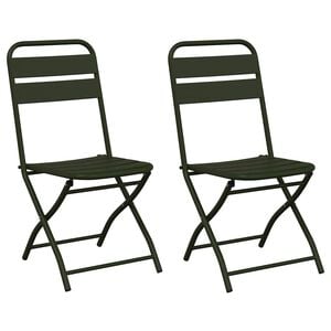 vidaXL Chaise de jardin pliante 2 pc Vert Acier enduit de poudre