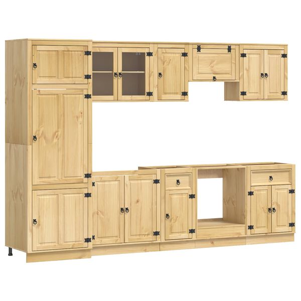 vidaXL Armoire avec tiroir avec &eacute;tag&egrave;re 9 pcs Miel Pin massif