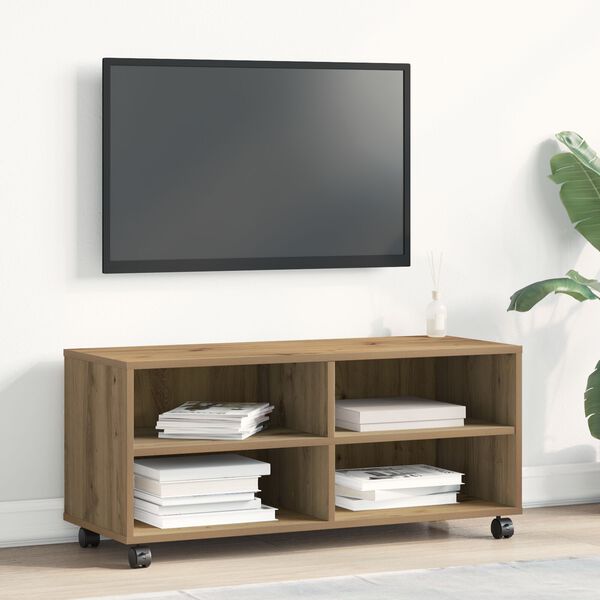 vidaXL Meuble TV Marron 90 x 35 x 40,5 cm Bois d'ing&eacute;nierie