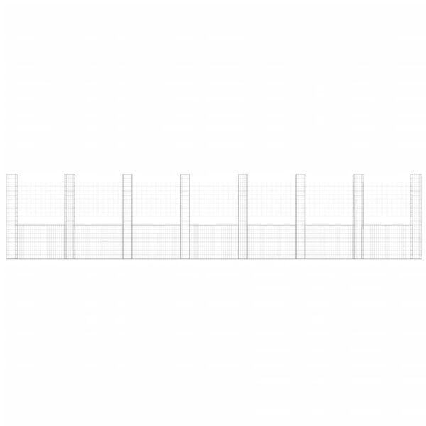 vidaXL Panier de gabion en forme de U avec 8 poteaux Fer 860x20x200 cm