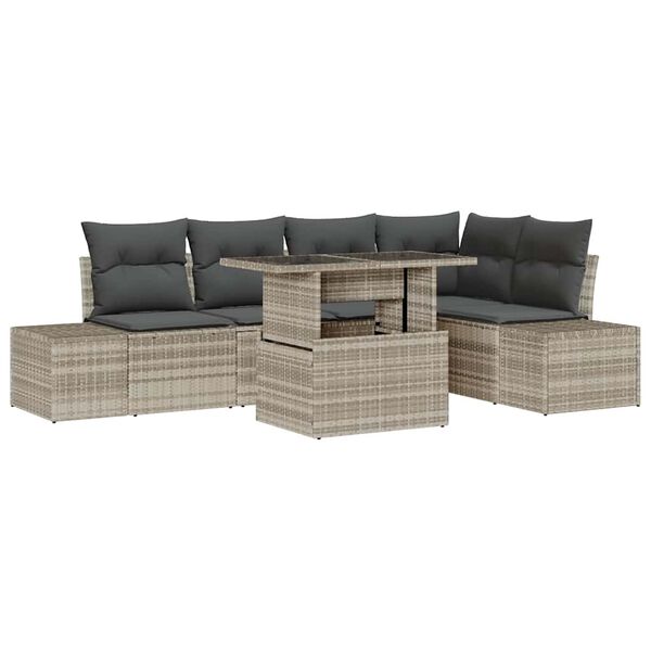 vidaXL Ensemble de canap&eacute; de jardin 6 pcs Gris clair Poly rotin
