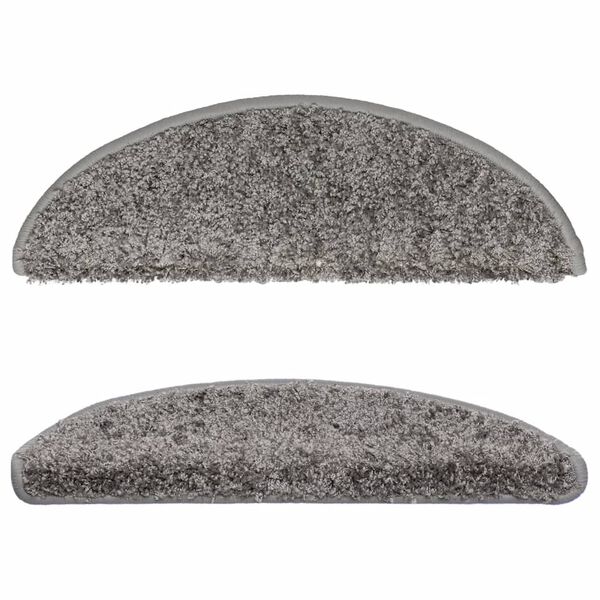vidaXL Tapis d'escalier 15 pi&egrave;ces 56 x 17 x 3 cm Gris Demi-rond