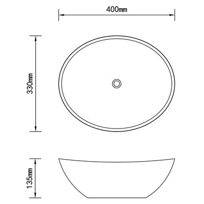 vidaXL Lavabo ovale de luxe Gris foncé mat 40x33 cm Céramique