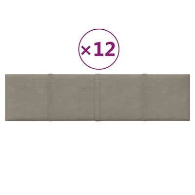 vidaXL Panneaux muraux 12 pcs Gris clair 60x15 cm Velours 1,08 m²