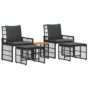 vidaXL Ensemble de meubles d'ext&eacute;rieur 5 pc Noir et Gris fonc&eacute;