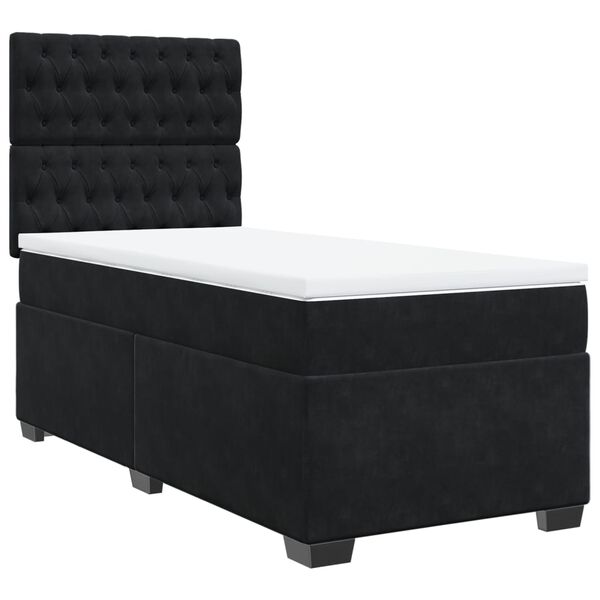 vidaXL Sommier &agrave; lattes de lit avec matelas Noir 90x190 cm Velours