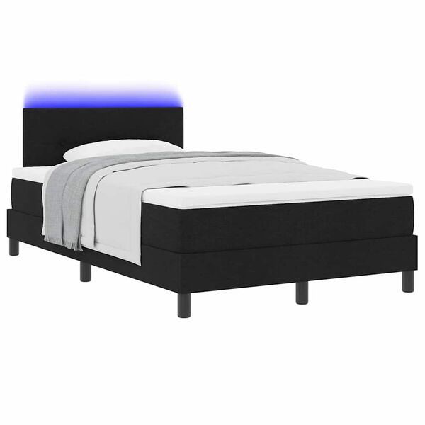 vidaXL Lit &agrave; ressorts avec matelas Noir 120 x 200 cm tissu