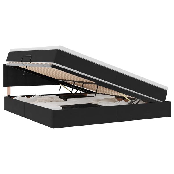 vidaXL Lit de Rangement avec matelas Noir 200 x 200 cm Velours