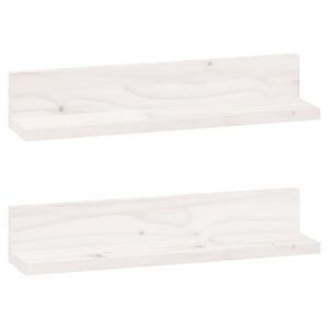 vidaXL &Eacute;tag&egrave;res murales 2 pcs Blanc 50x11x9 cm Bois de pin massif