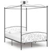 vidaXL Cadre de lit &agrave; baldaquin sans matelas gris m&eacute;tal 140x200 cm