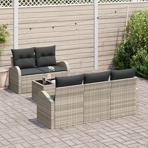 vidaXL Ensemble de canap&eacute; de jardin 6 pcs Gris clair et gris fonc&eacute;