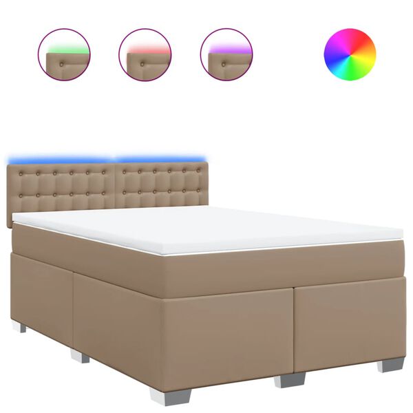 vidaXL Sommier &agrave; lattes de lit avec matelas Cappuccino 140x190 cm