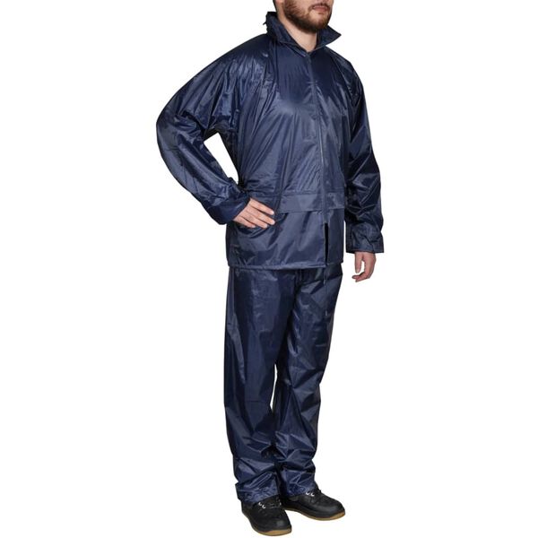 Combinaison de pluie avec capuche 2 pi&egrave;ces Bleu marine XXL