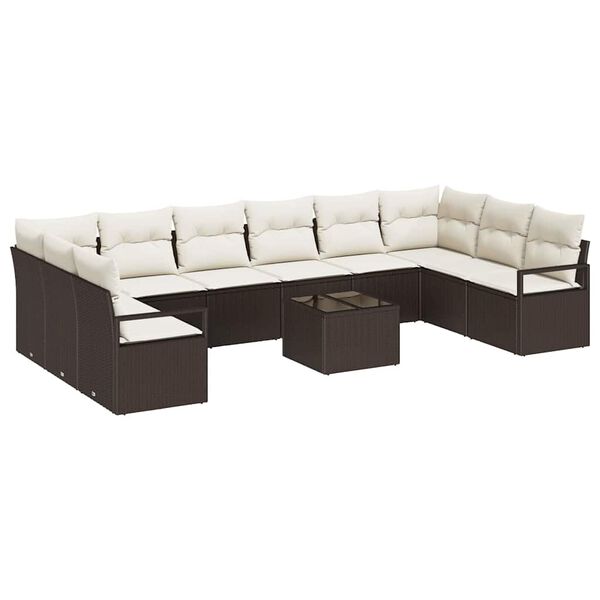 vidaXL Ensemble de Canap&eacute;s avec coussin 11 pcs Marron polyrotin