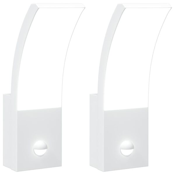 vidaXL Appliques murales LED d'ext&eacute;rieur avec capteurs 2 pcs blanc