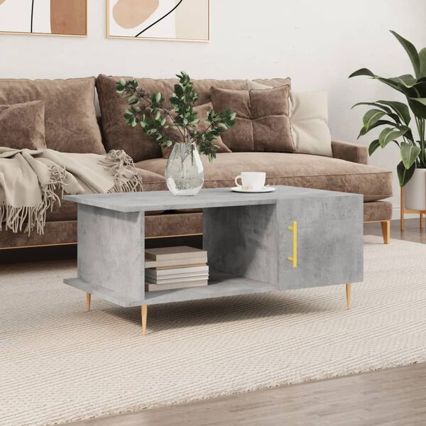 vidaXL Table basse gris b&eacute;ton 90x50x40 cm bois d'ing&eacute;nierie