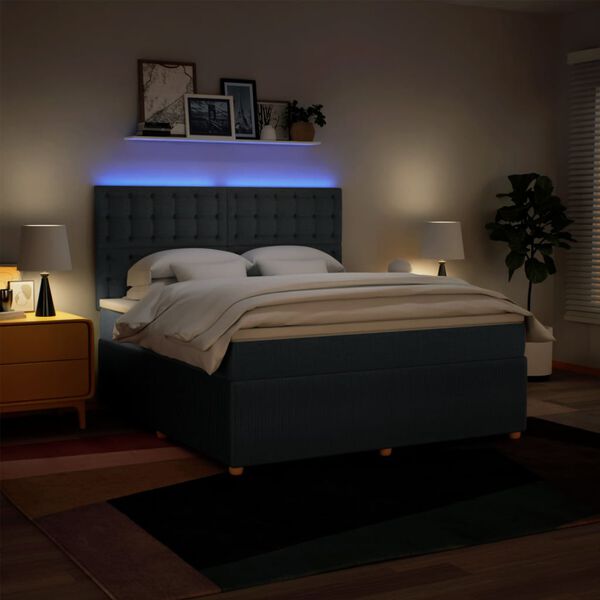 vidaXL Sommier &agrave; lattes de lit avec matelas Bleu 180x200 cm Tissu
