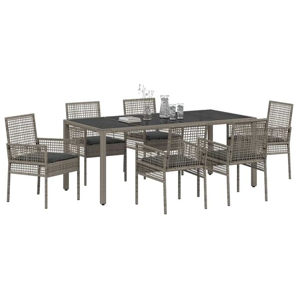 vidaXL Ensemble de salle &agrave; manger pour jardin 7 pcs Gris polyrotin
