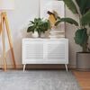 vidaXL Portes d'armoire &agrave; persiennes 2pcs blanc 39,5x39,4cm pin massif