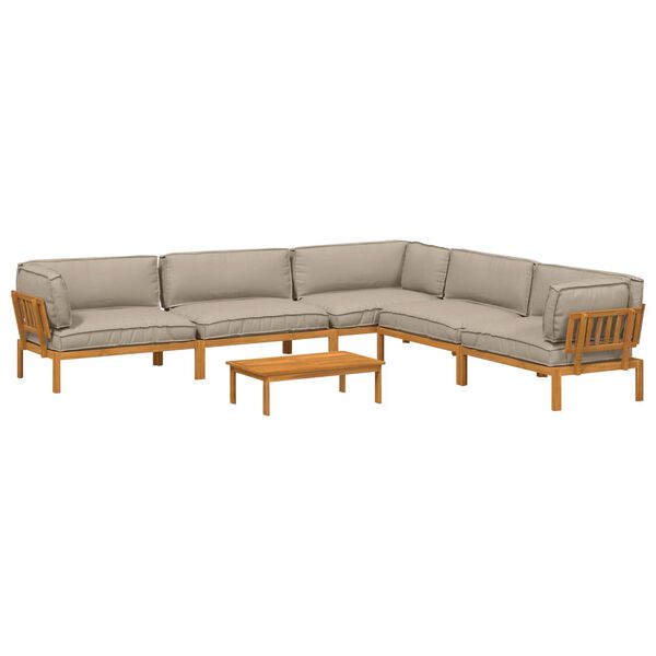 vidaXL Ensemble de Canap&eacute;s Uni 6 pcs Taupe Bois d'Acacia Massif