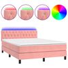 vidaXL Sommier &agrave; lattes de lit avec matelas et LED Rose 140x190 cm